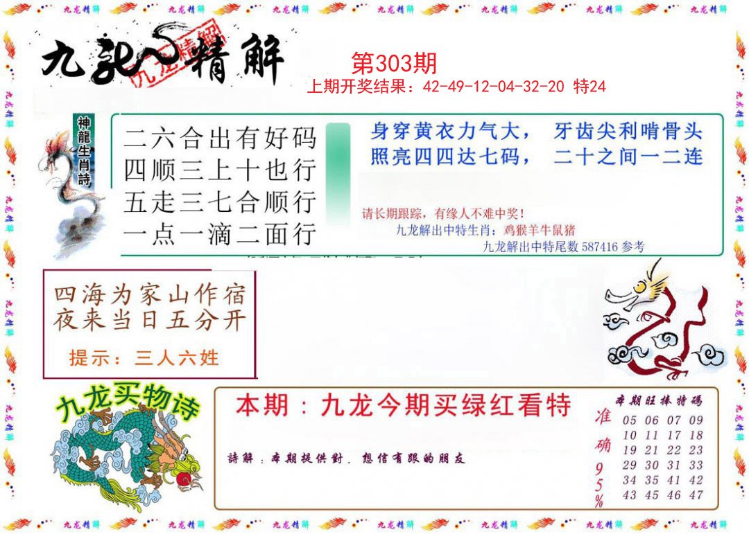 2024303期九龙精解