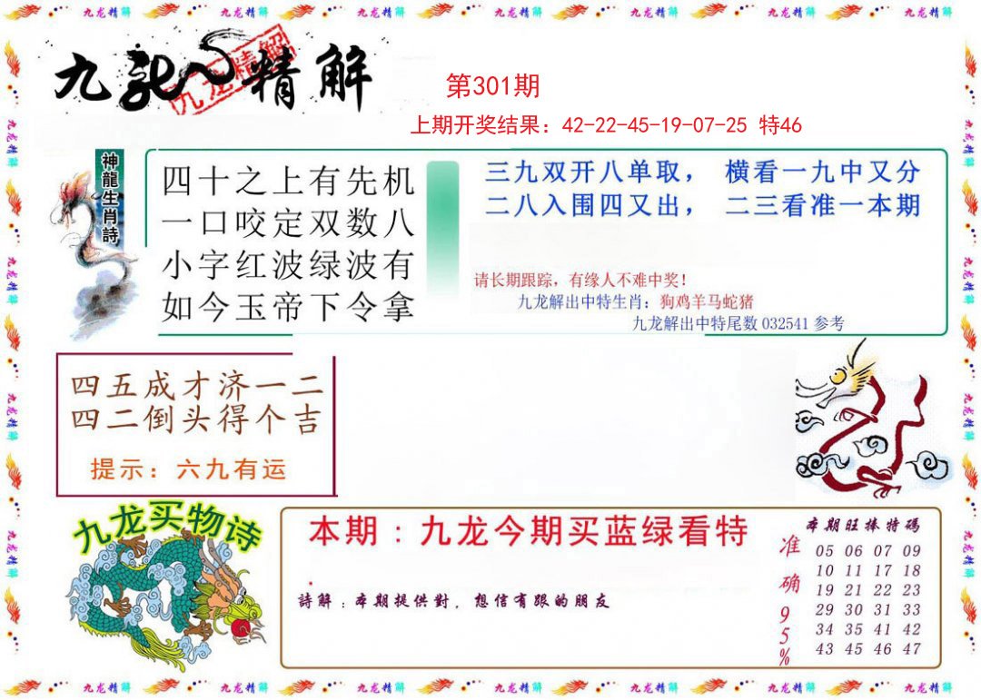 2024301期九龙精解
