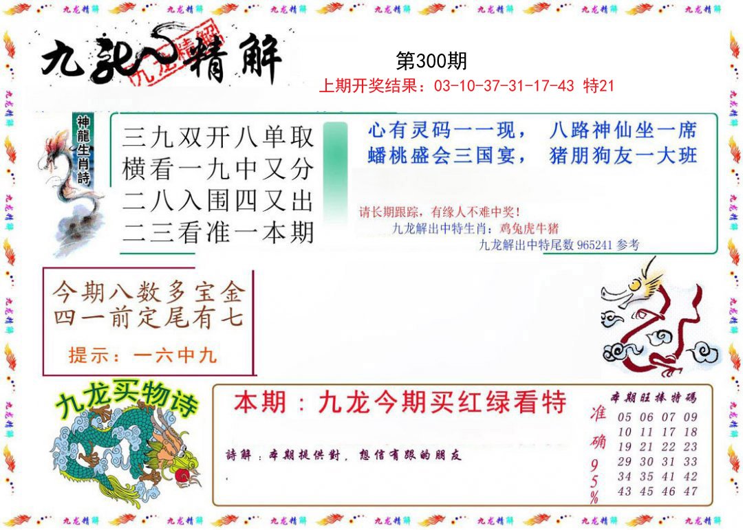 2024300期九龙精解