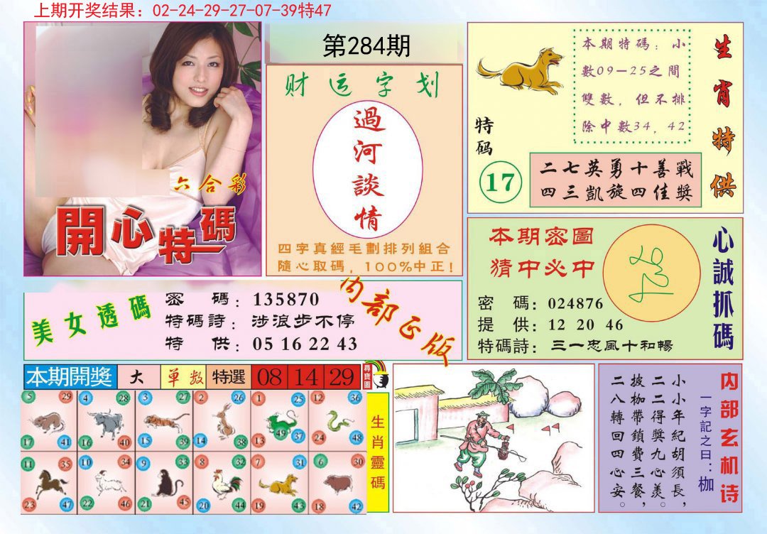 2024284期开心特码