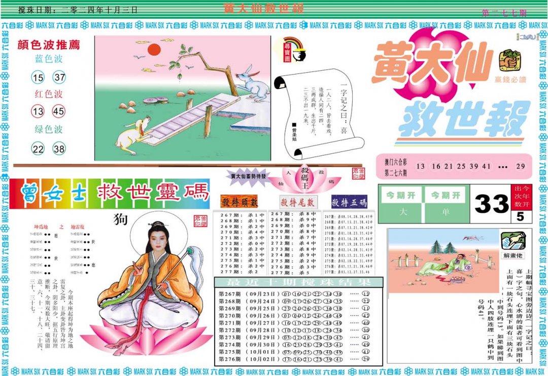 2024277期黄大仙救世A