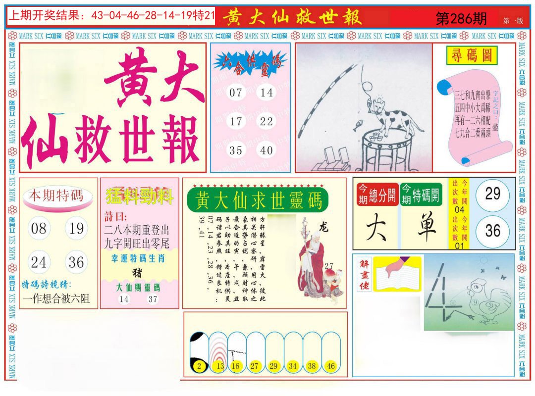 2024286期新黄大仙救世A