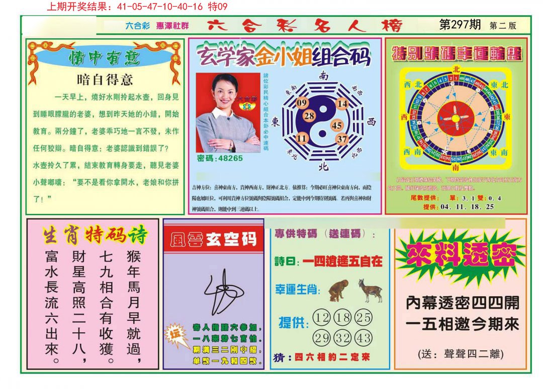 2024297期名人榜B