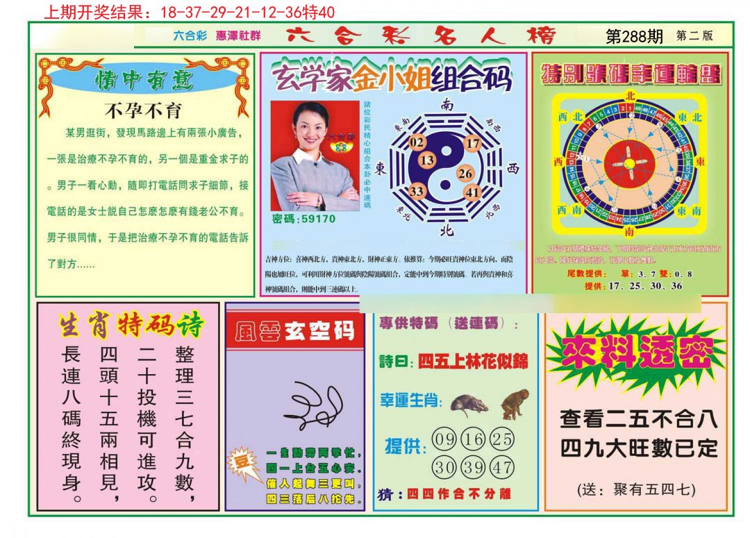 2024288期名人榜B
