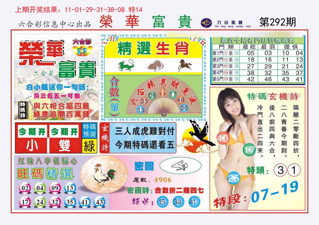2024292期荣华富贵