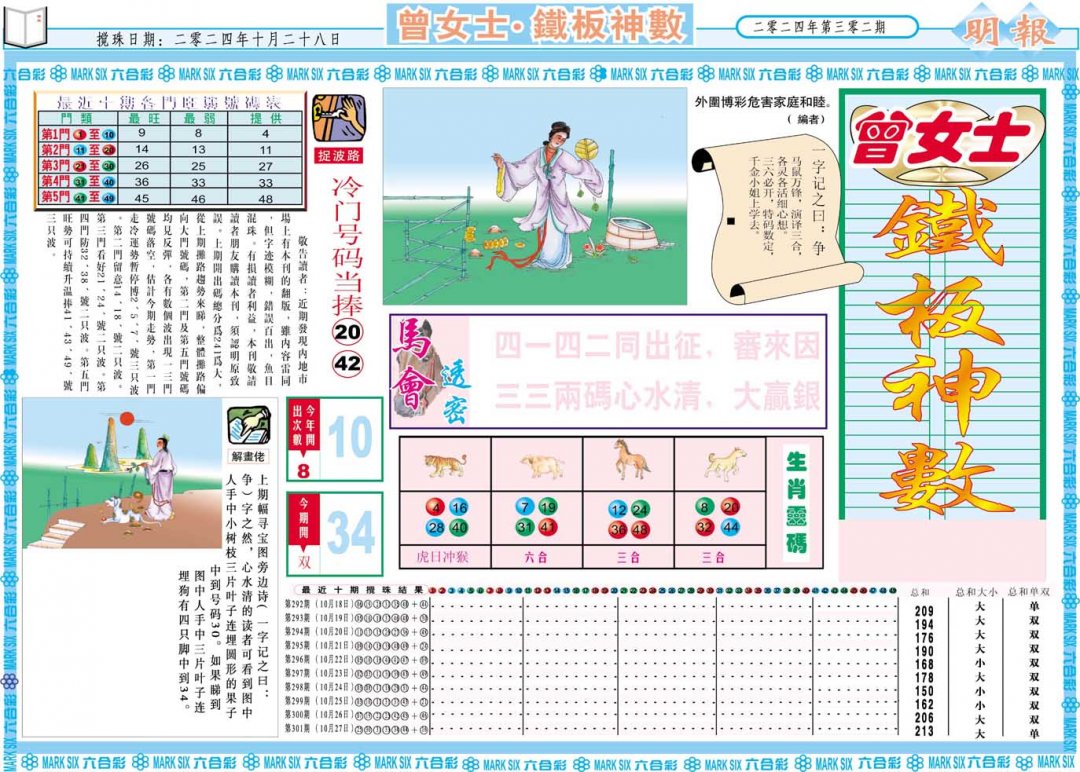 2024302期曾女士铁板神数A