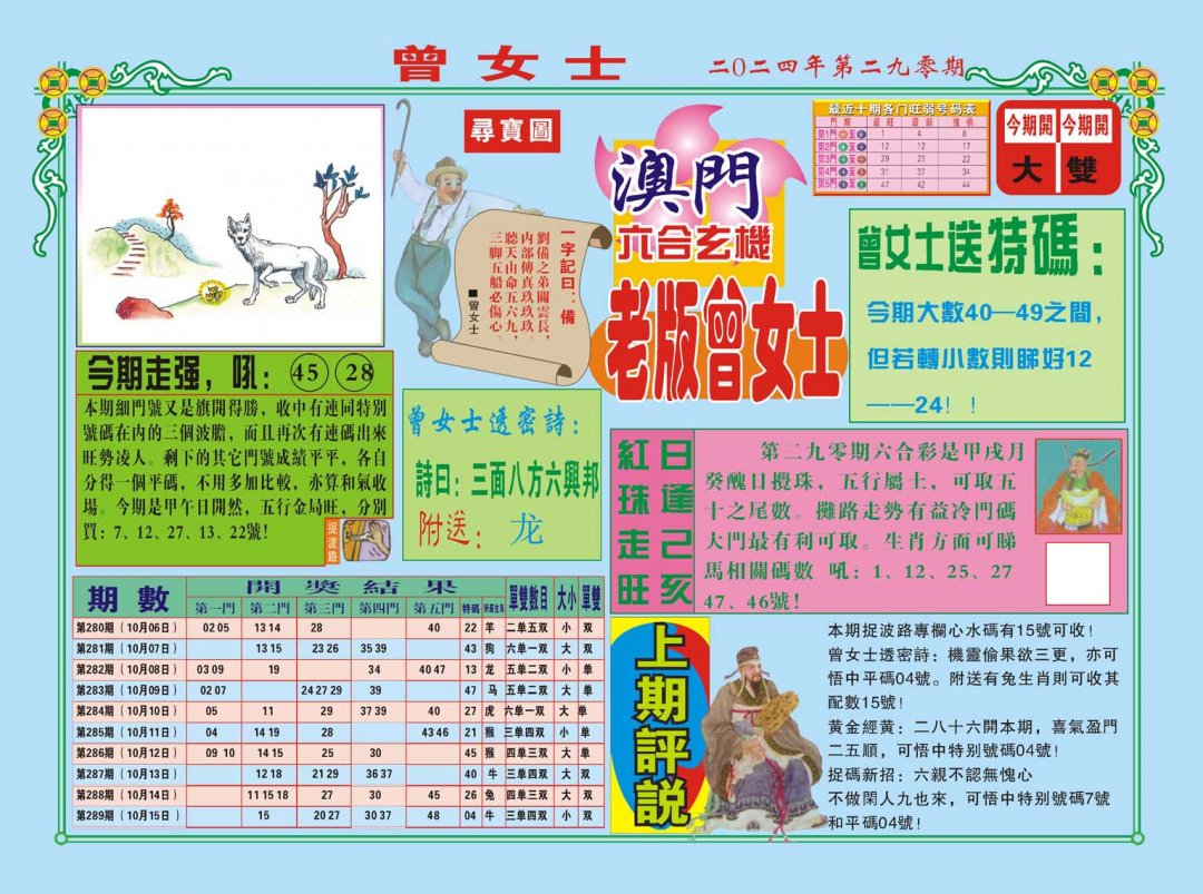 2024290期老版曾女士A