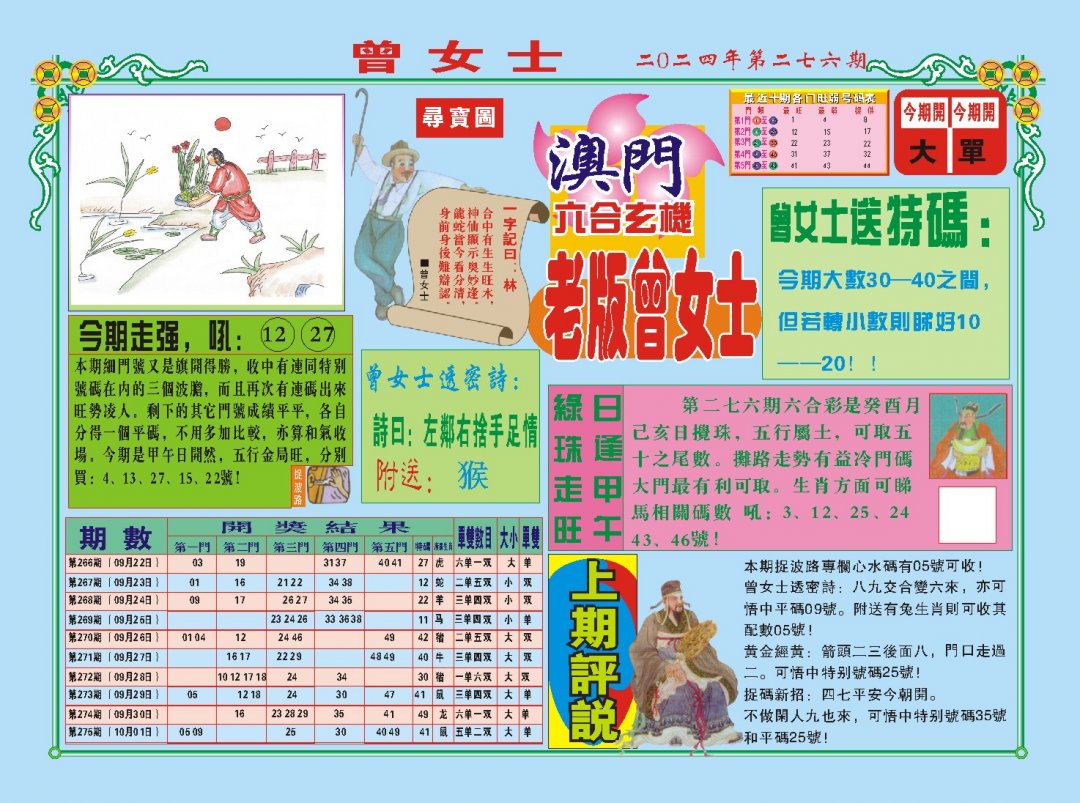 2024276期老版曾女士A