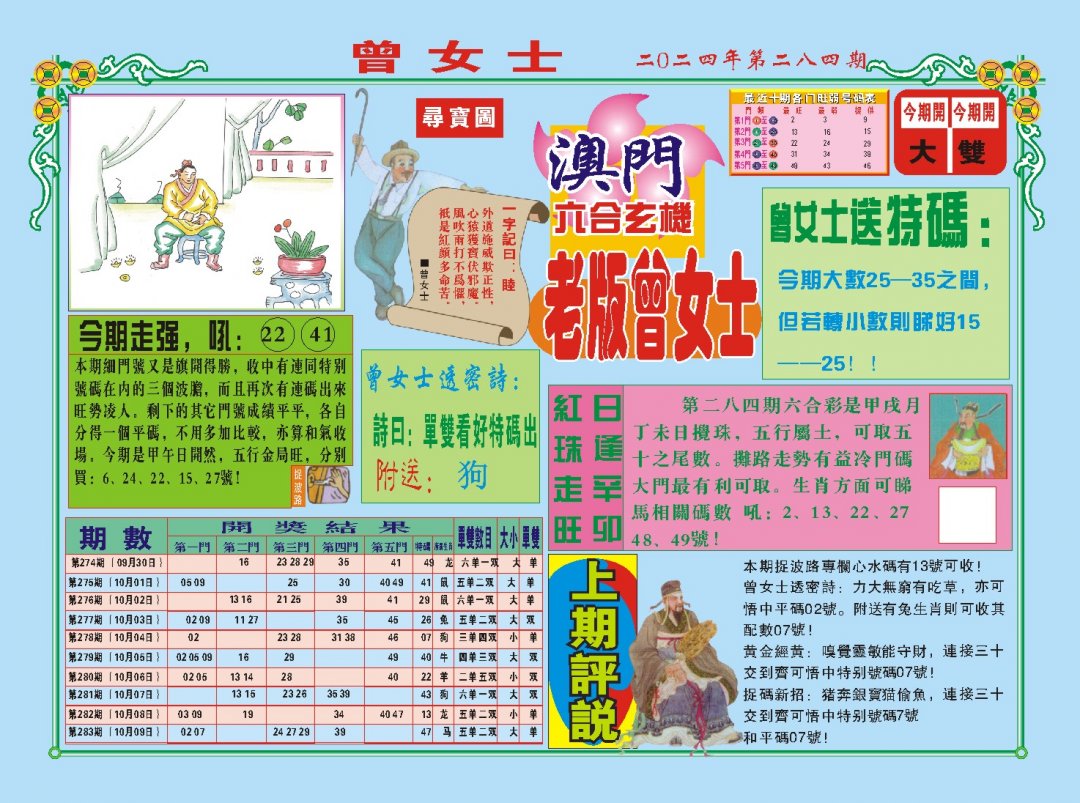 2024284期老版曾女士A