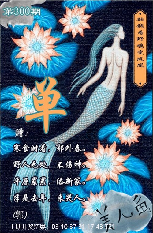 2024300期美人鱼单双中特图