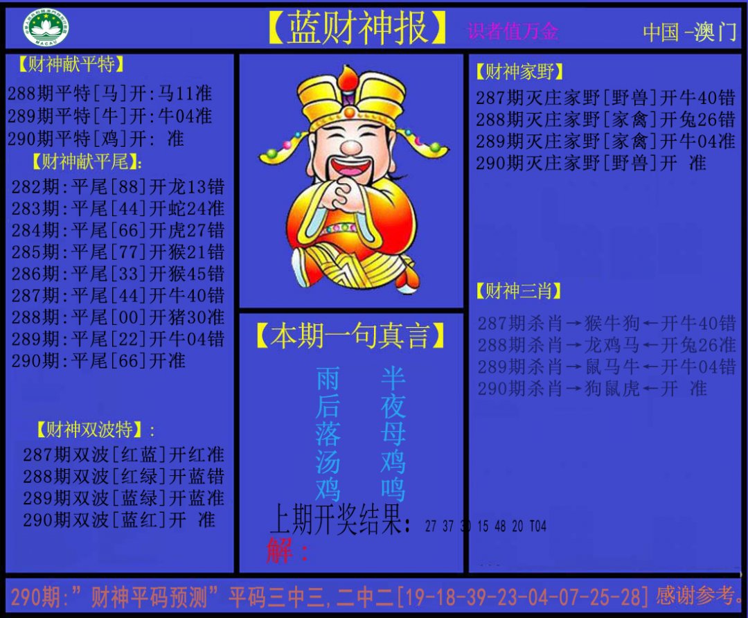 2024290期蓝财神