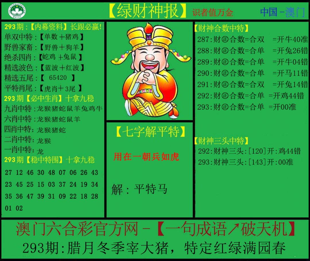 2024293期绿财神
