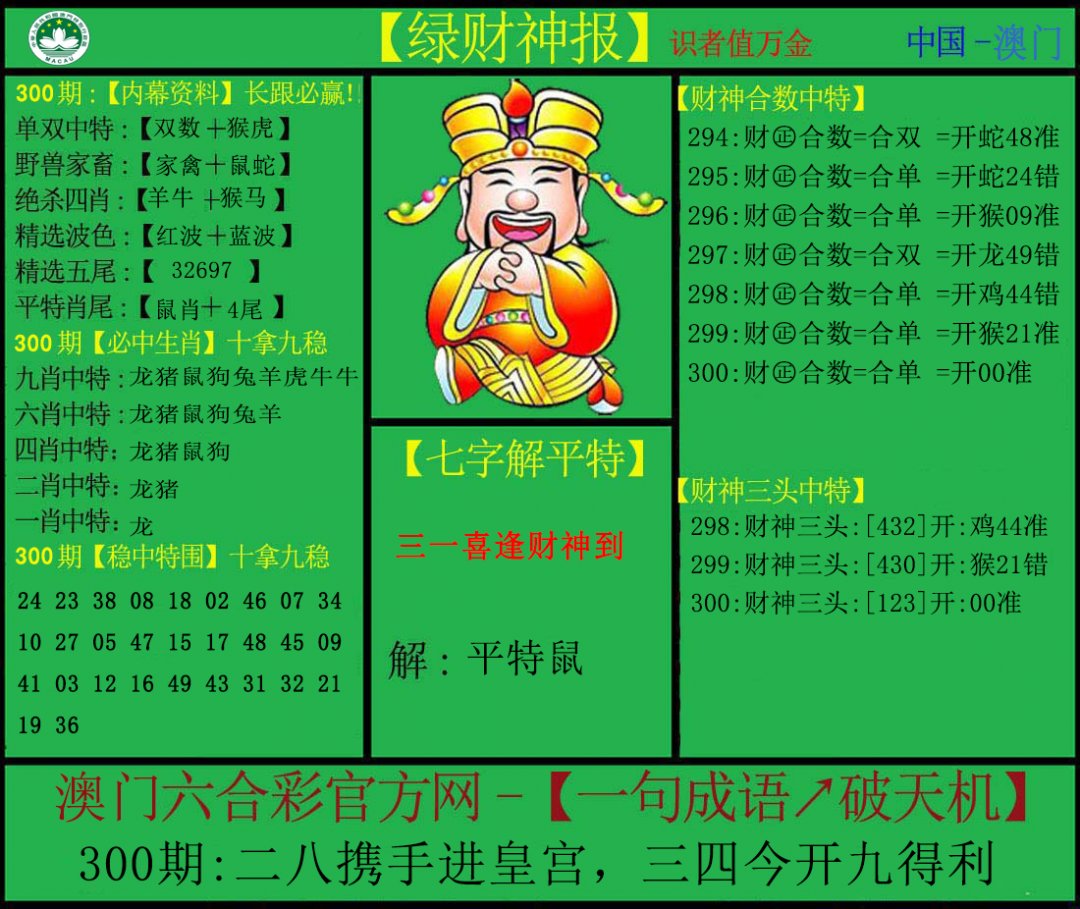 2024300期绿财神