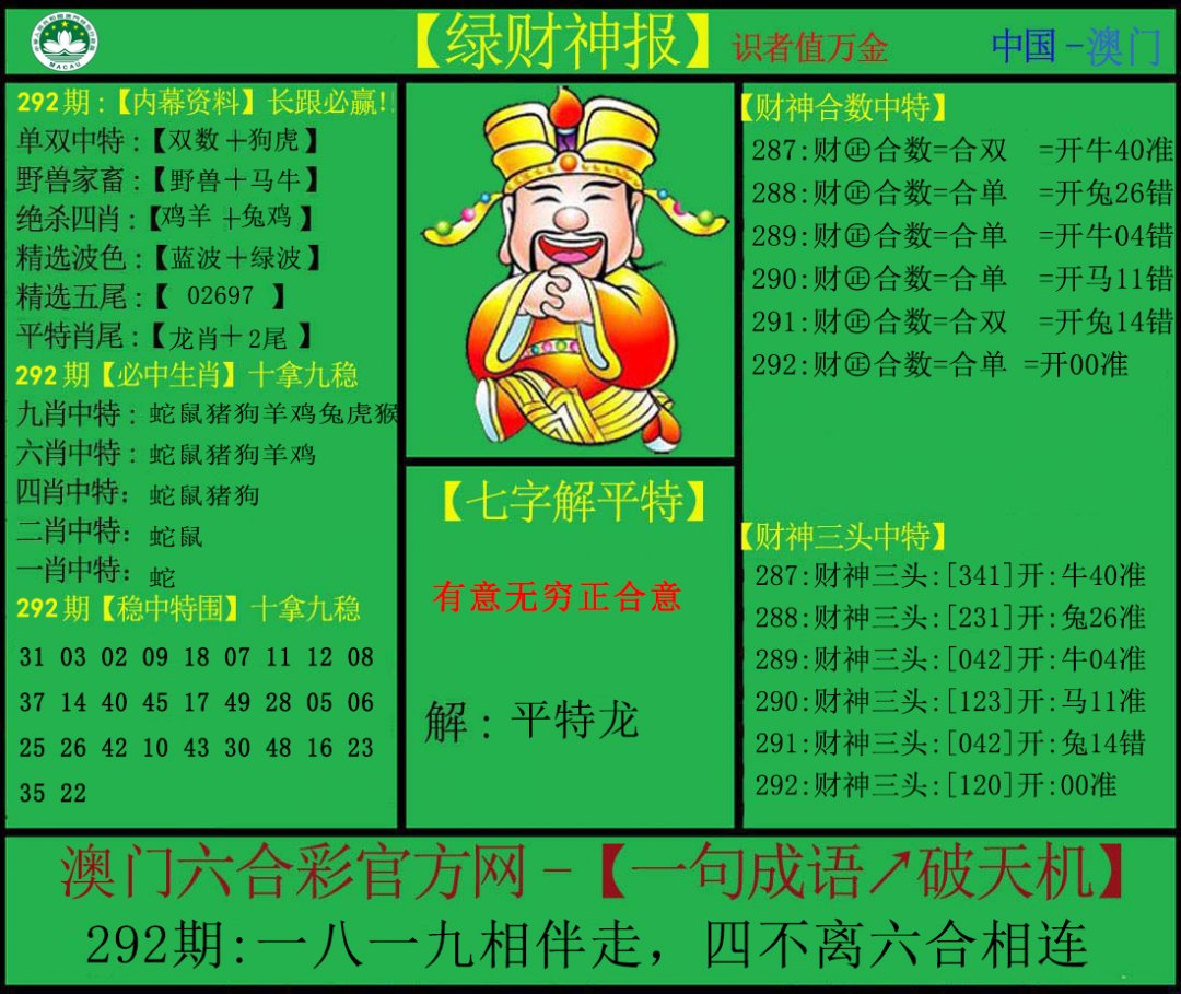 2024292期绿财神