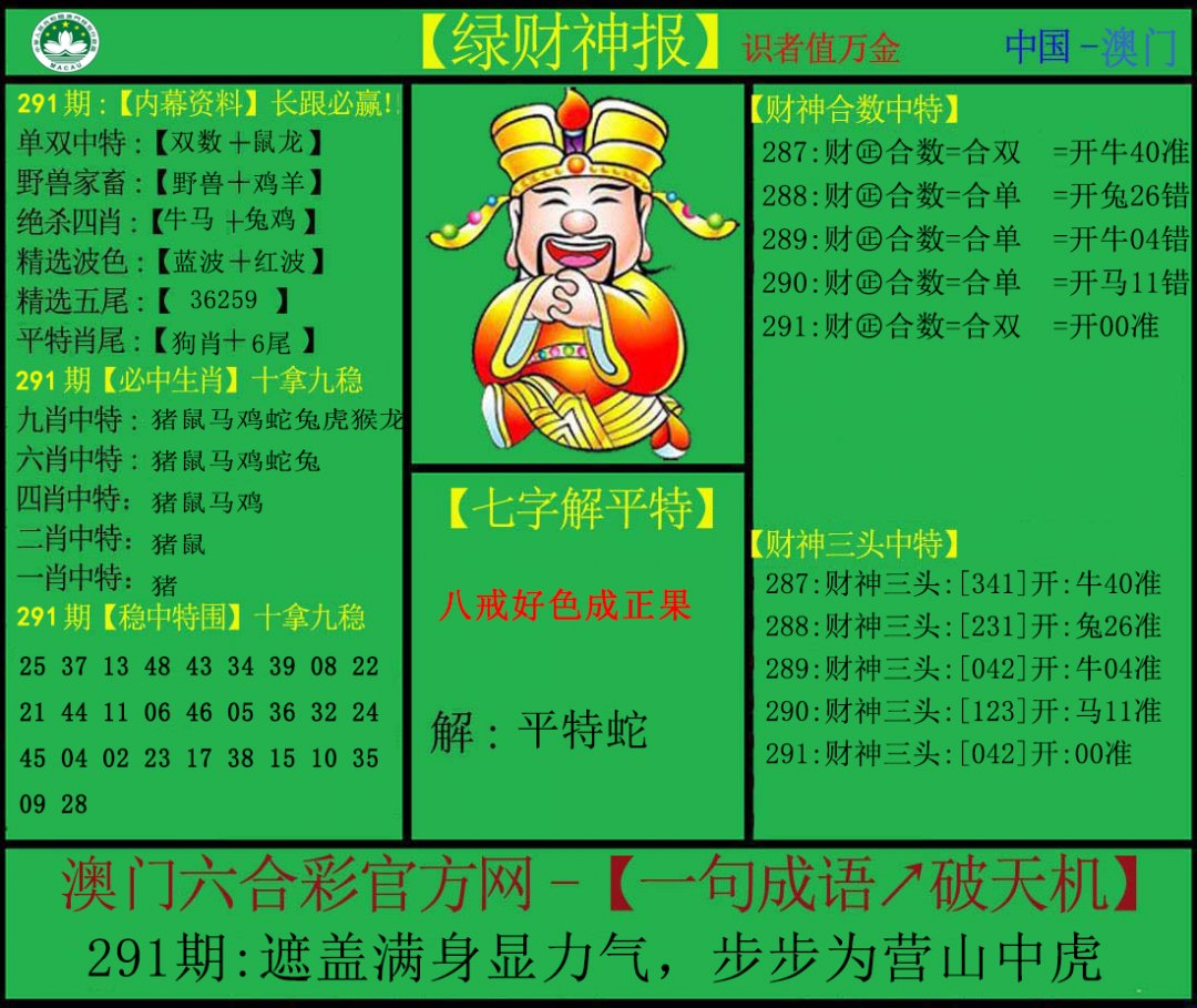 2024291期绿财神