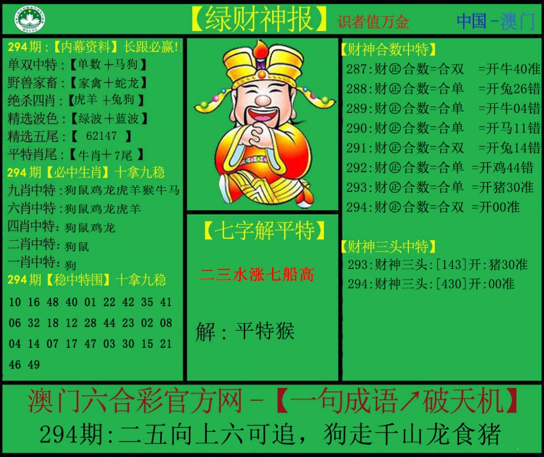 2024294期绿财神