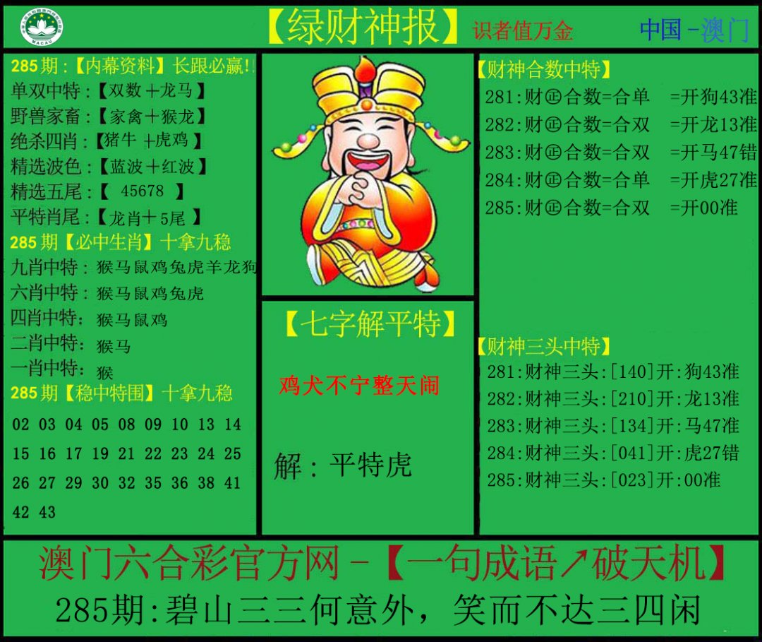 2024285期绿财神