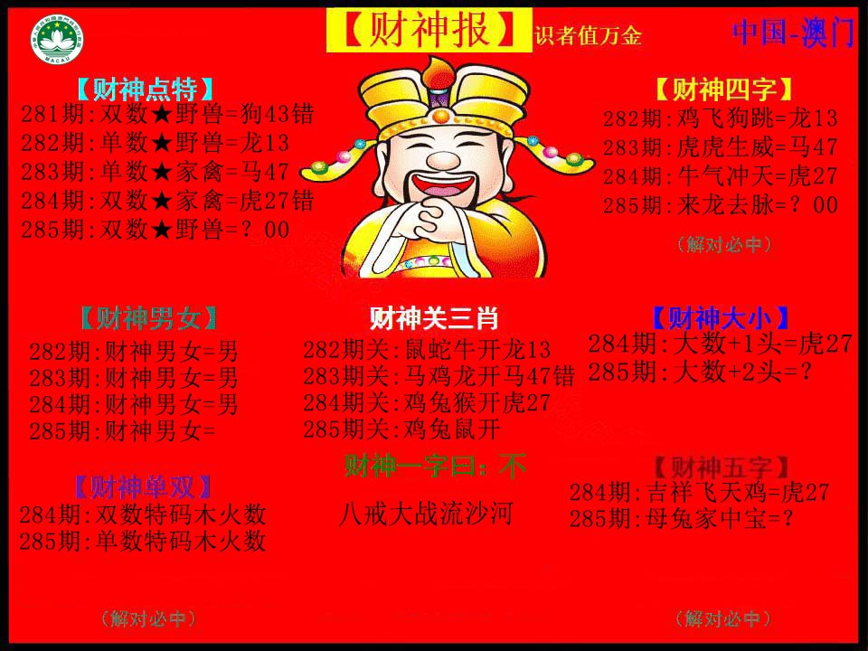 2024285期红财神