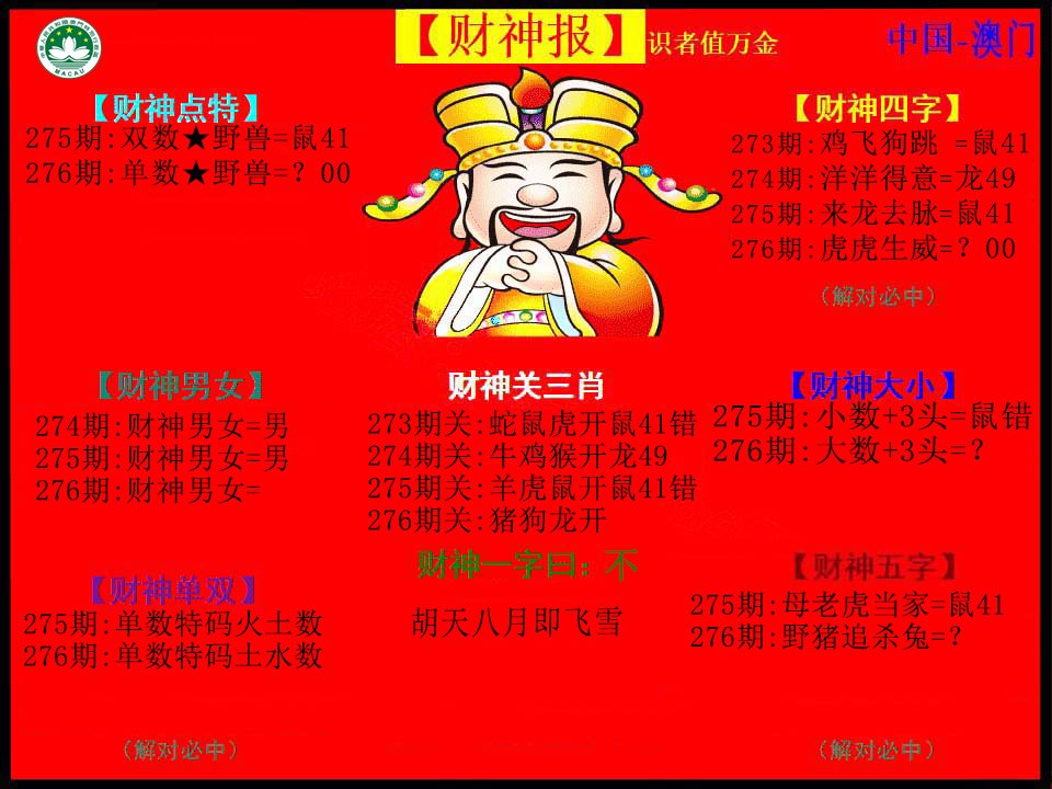 2024276期红财神