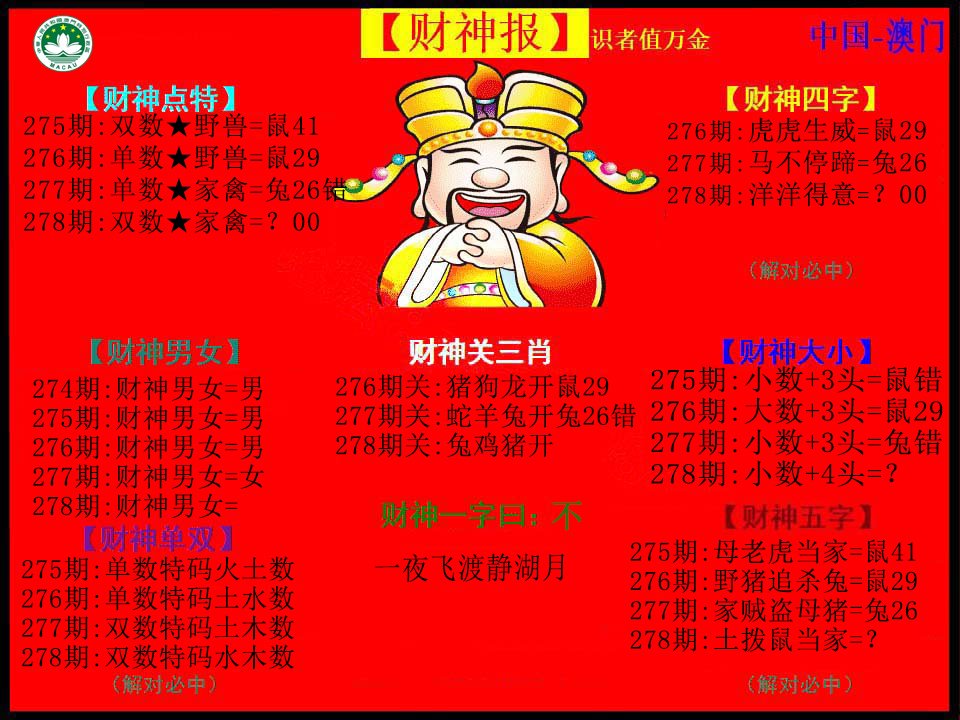 2024278期红财神