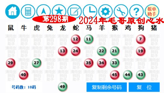 2024298期毛哥心水