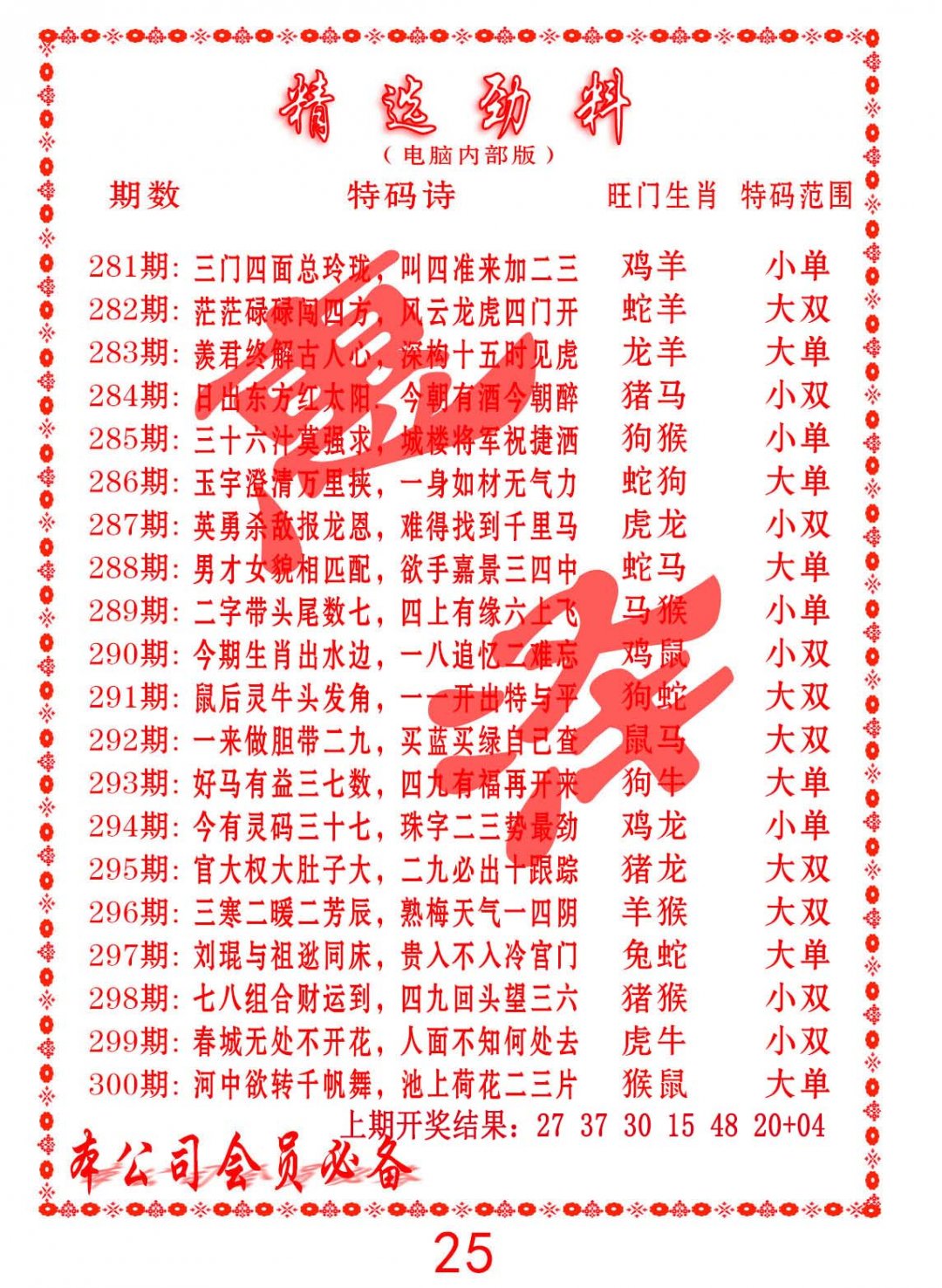 2024290期精选劲料