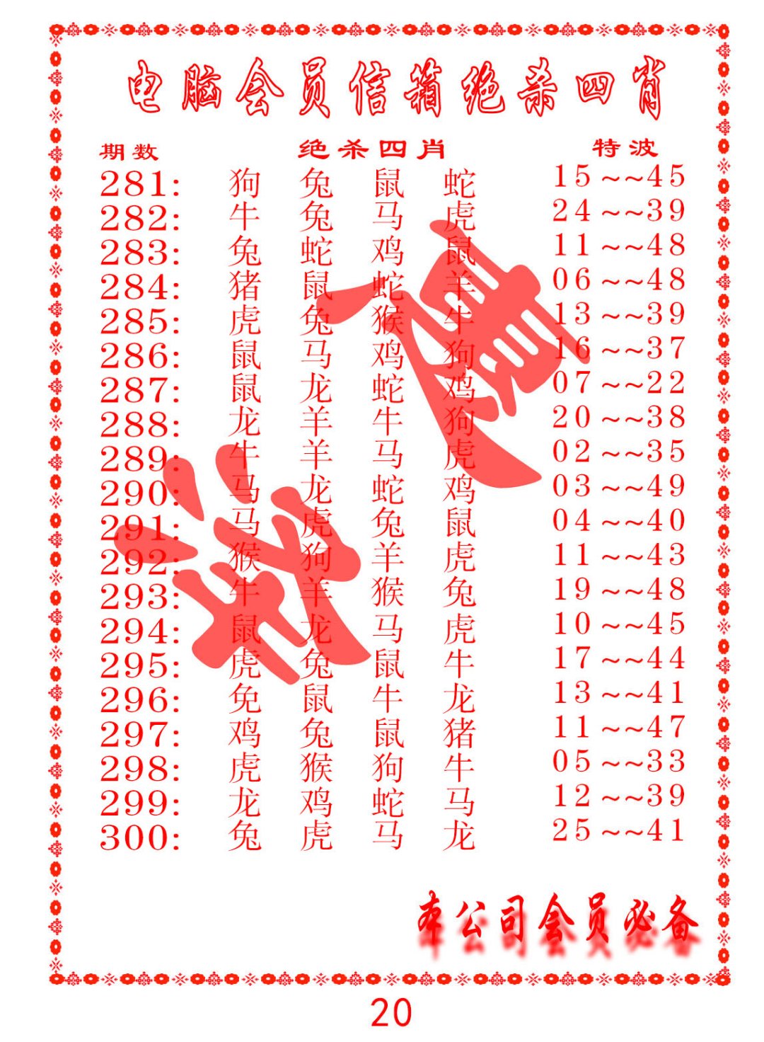 2024282期电脑会员-绝杀四肖