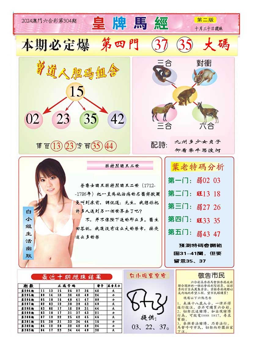 2024304期皇版马经B