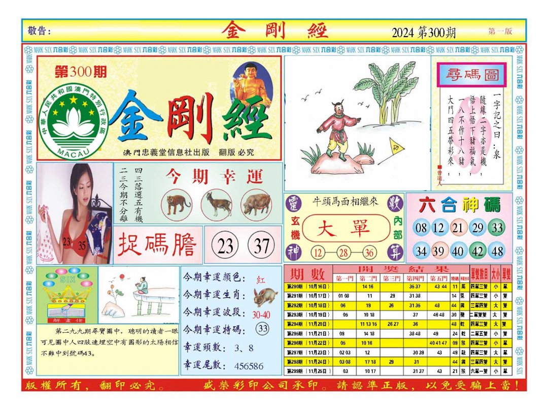 2024300期金刚经A