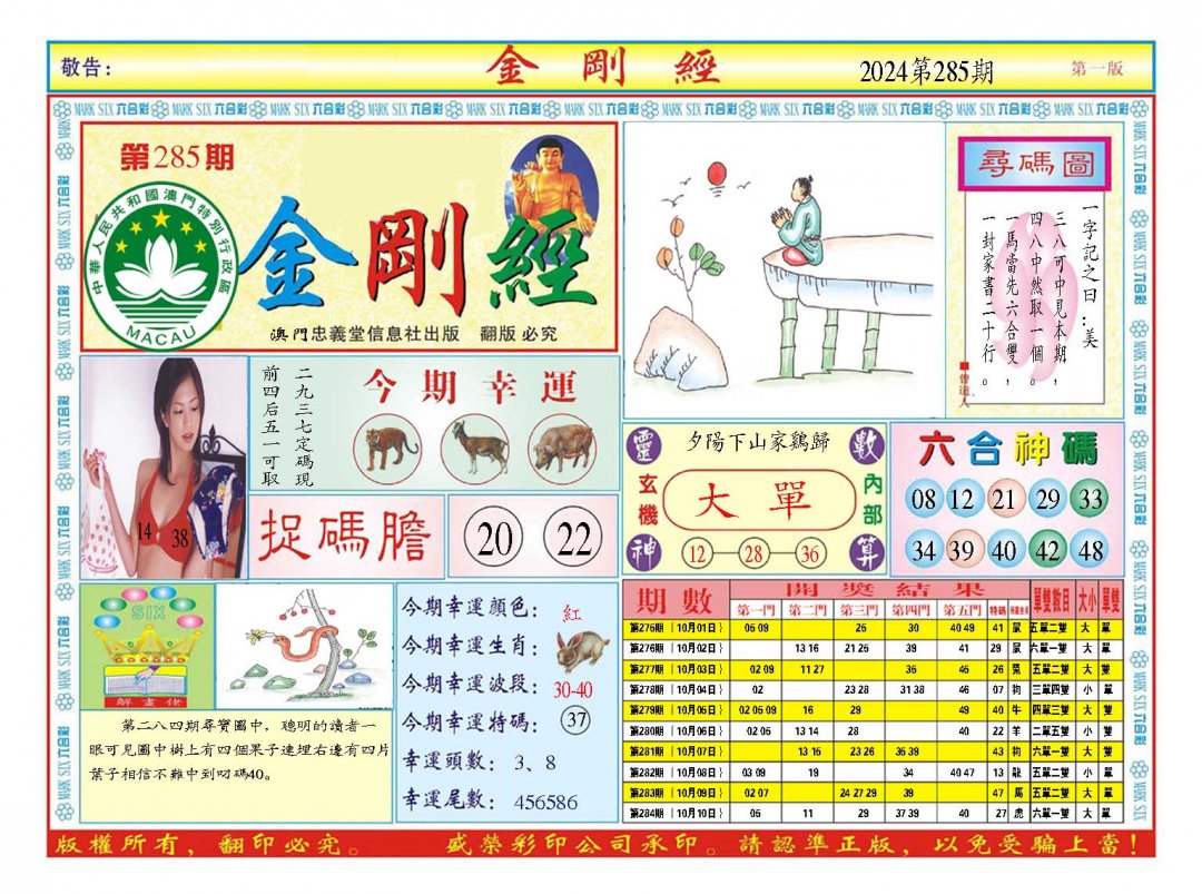 2024285期金刚经A