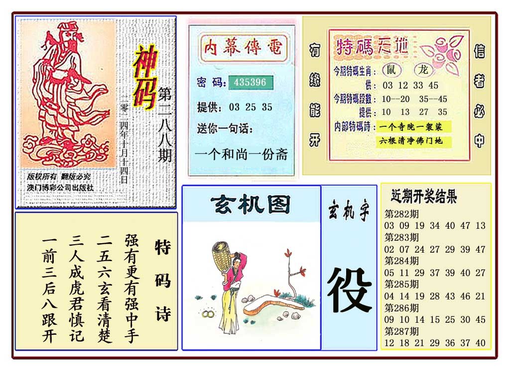 2024288期黄大仙神码