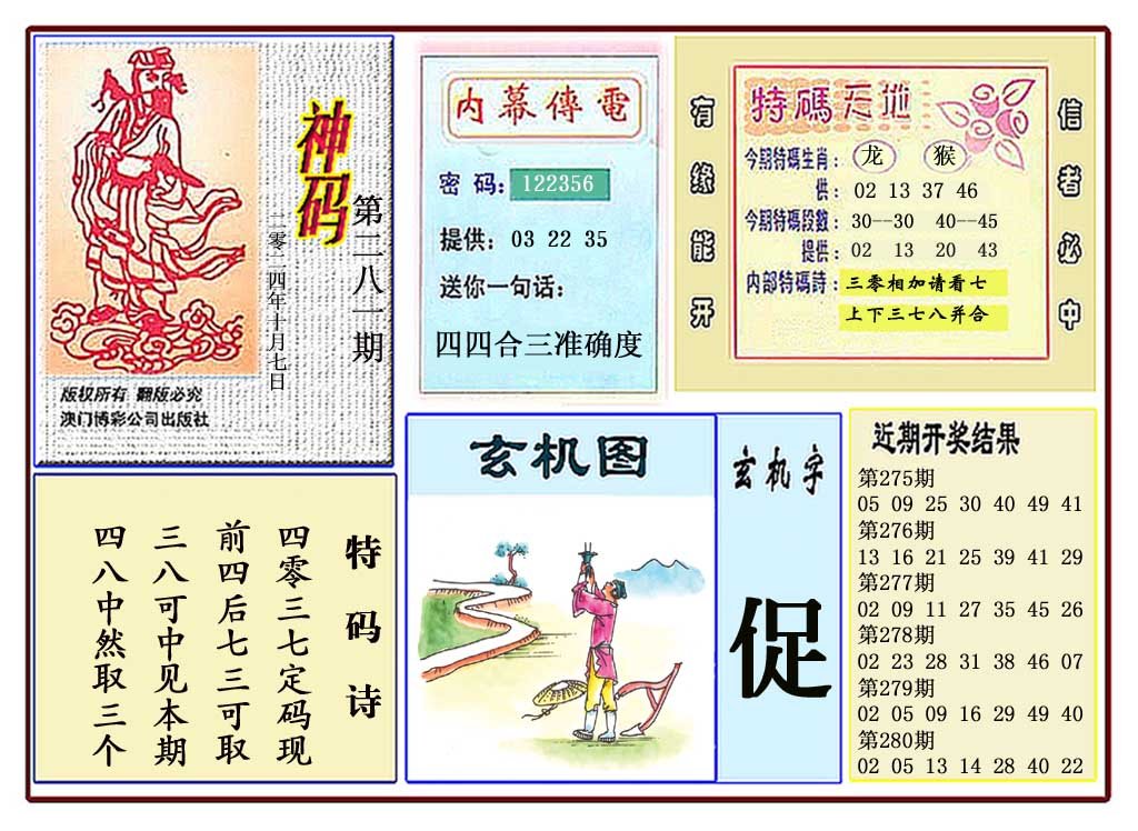 2024281期黄大仙神码