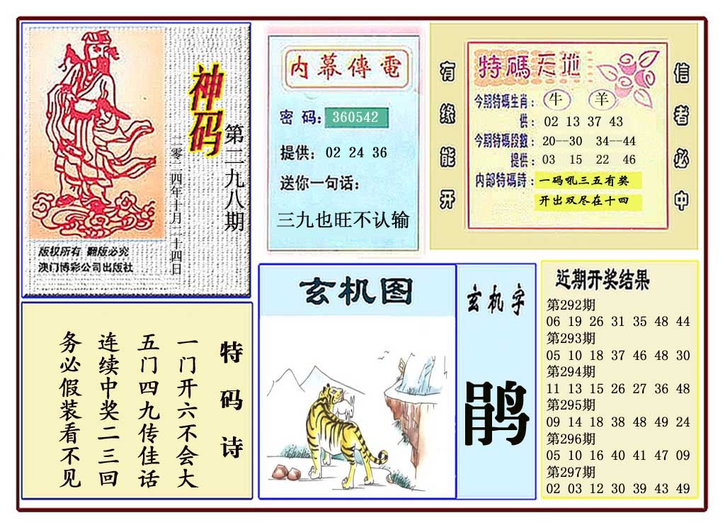 2024298期黄大仙神码
