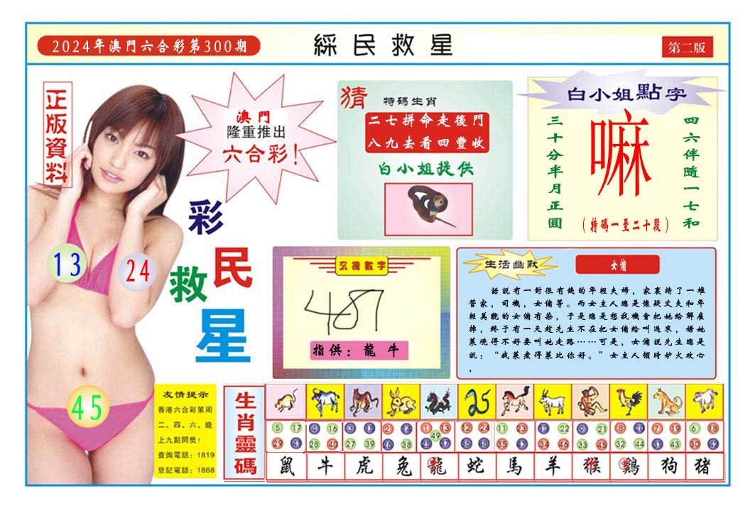 2024300期彩民救星B