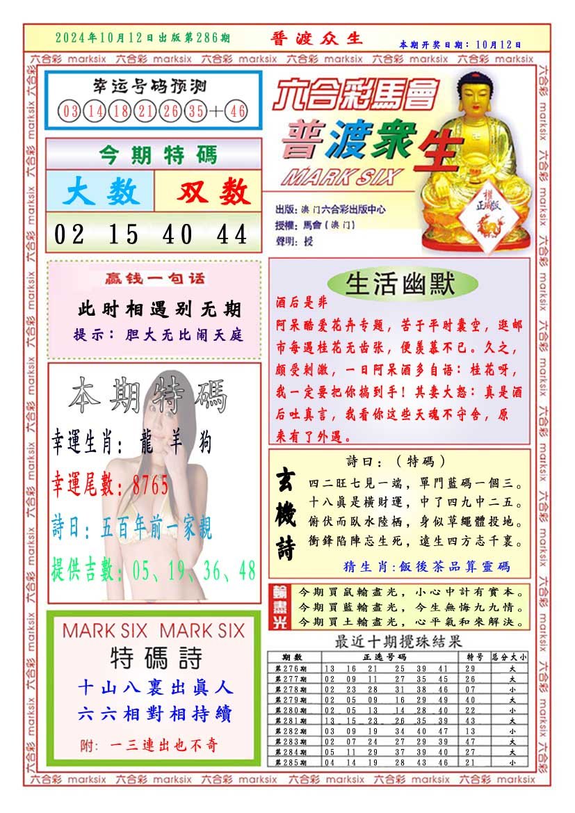 2024286期普渡众生