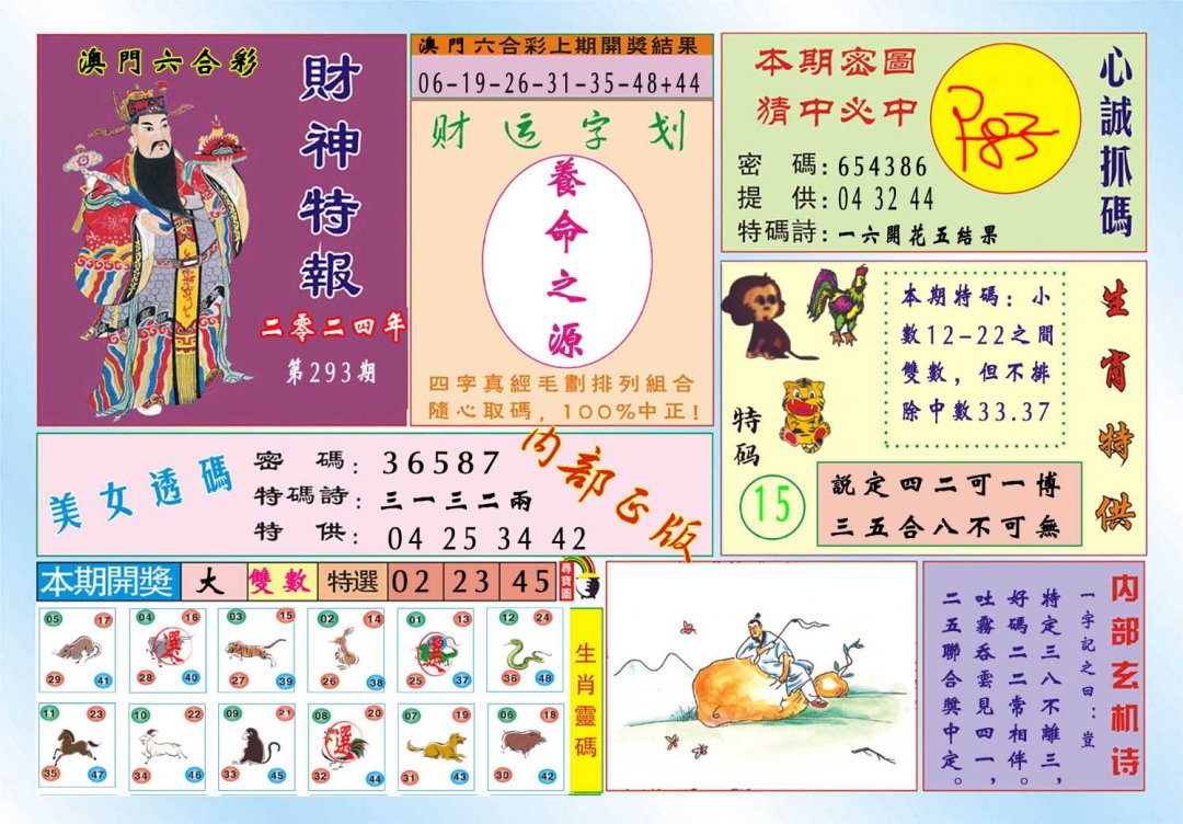 2024293期财神特报