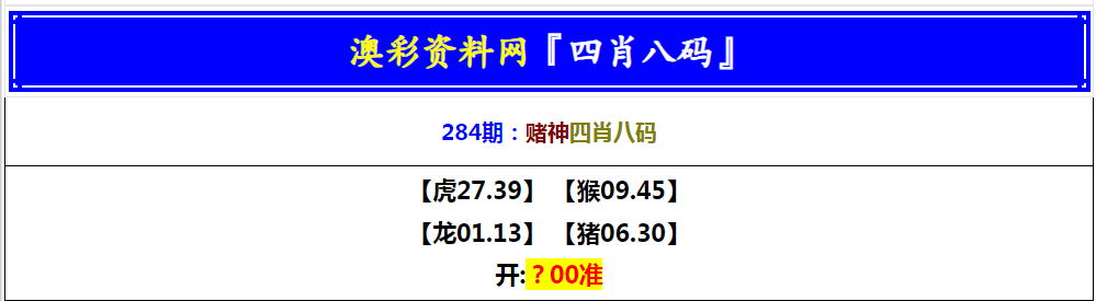 2024284期赌神四肖八码