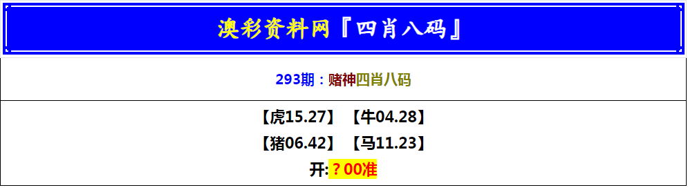 2024293期赌神四肖八码