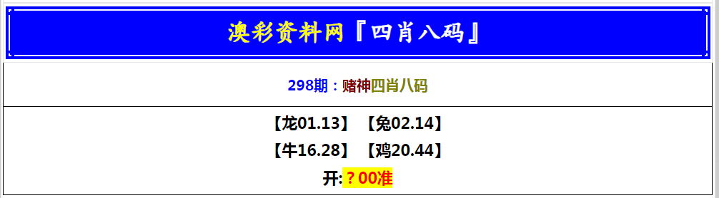 2024298期赌神四肖八码