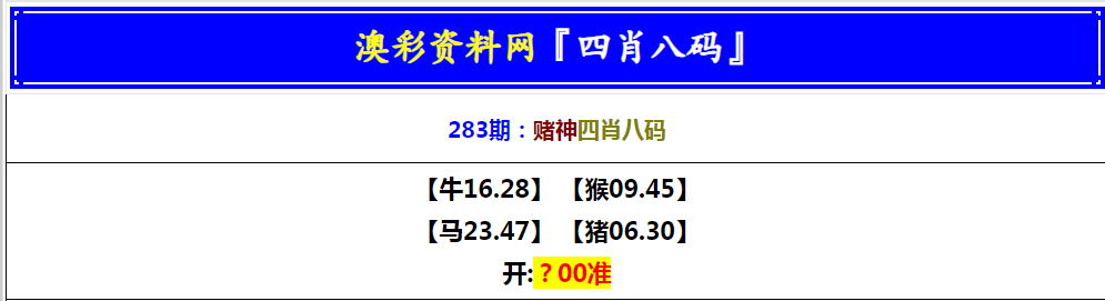 2024283期赌神四肖八码