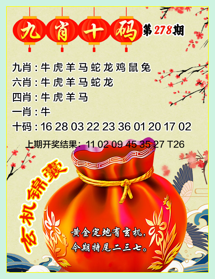 2024278期九肖十码