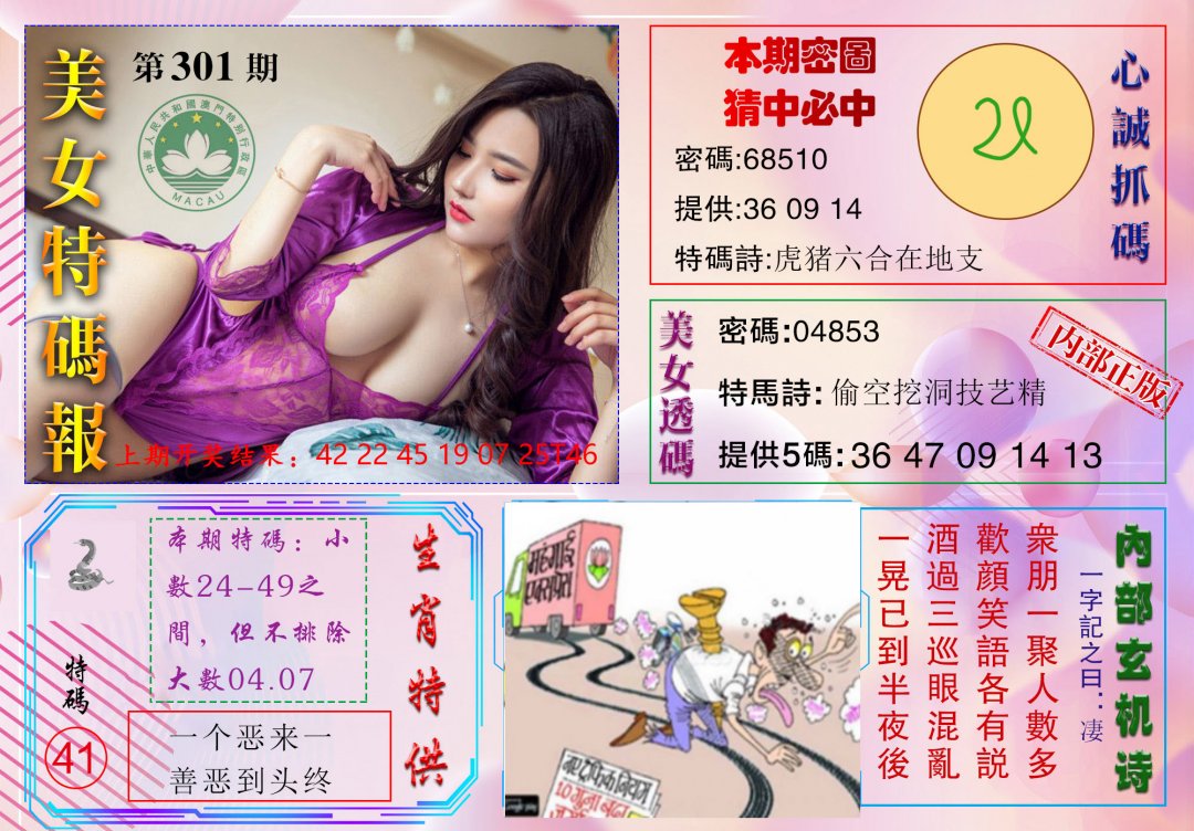 2024301期美女特码报