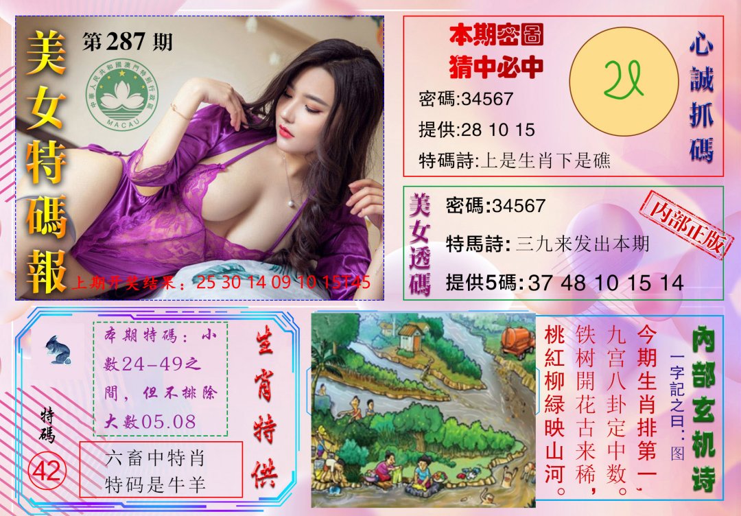 2024287期美女特码报