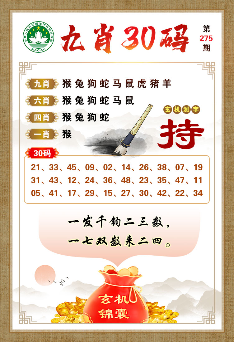 2024275期九肖30码