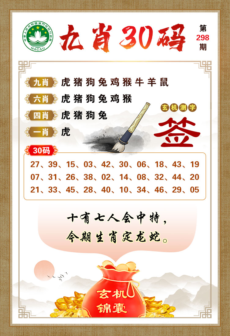 2024298期九肖30码