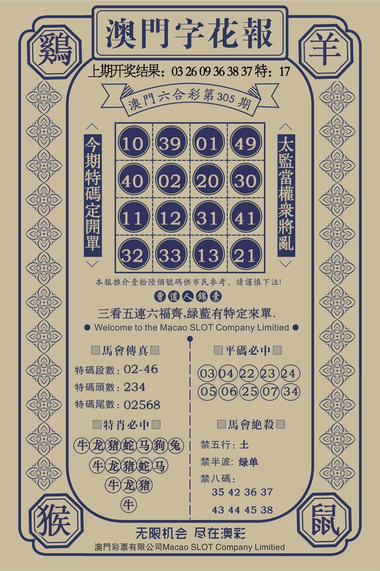 2024305期澳门字花报