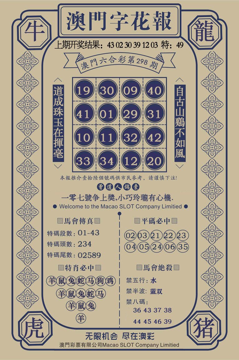 2024298期澳门字花报
