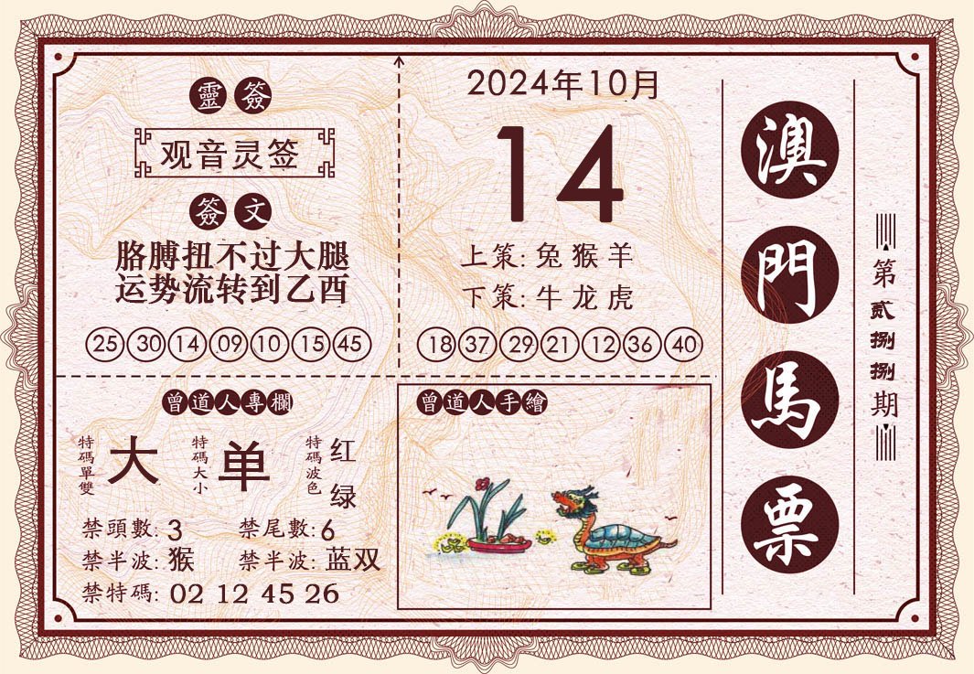 2024288期澳门马票