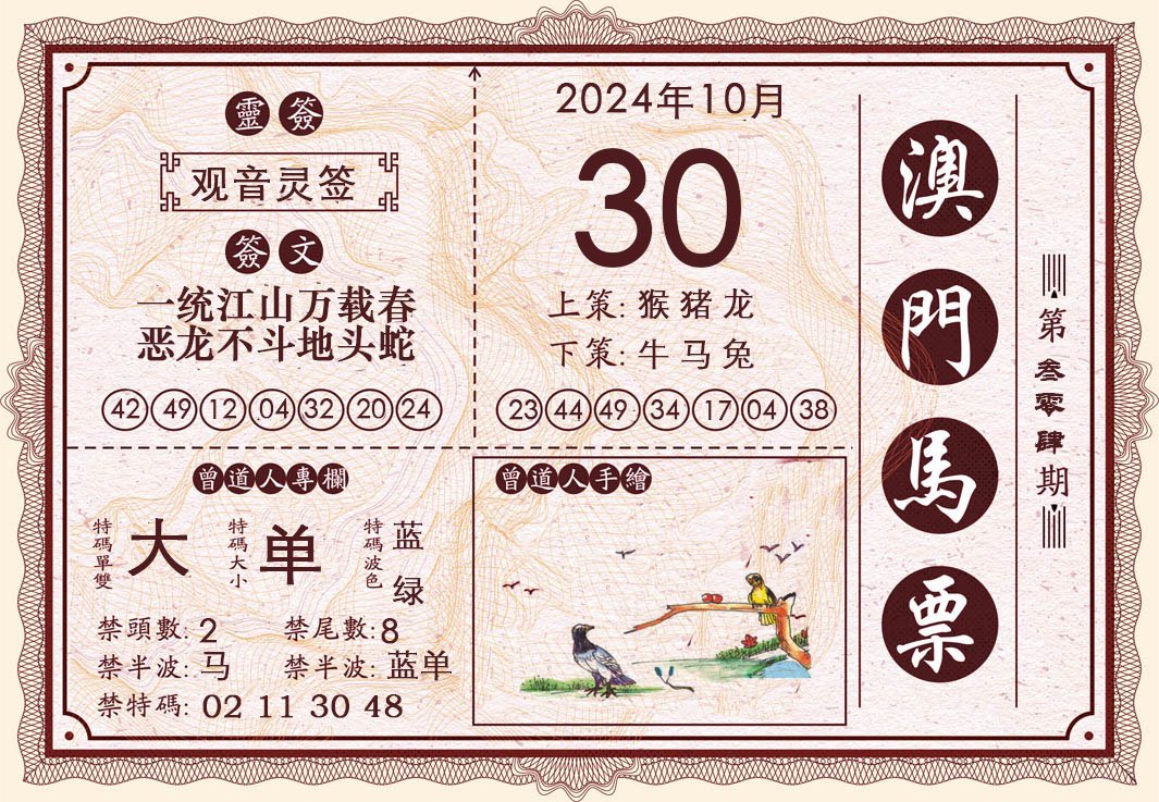 2024304期澳门马票