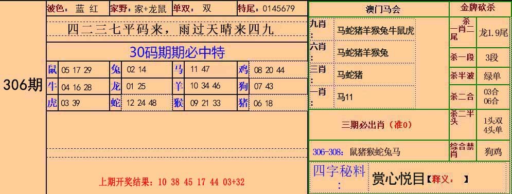 2024306期30码中特